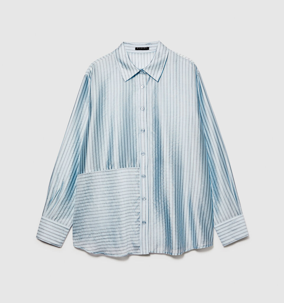 Oversized striped shirt - women's shirts - Light Blue | Sisley image number 6